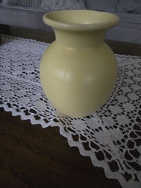 McCoy Soft Yellow Matte Ceramic Vase with Flared Rim. 6 Inchs tall